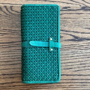 Patricia Nash Green Woven Leather Wallet